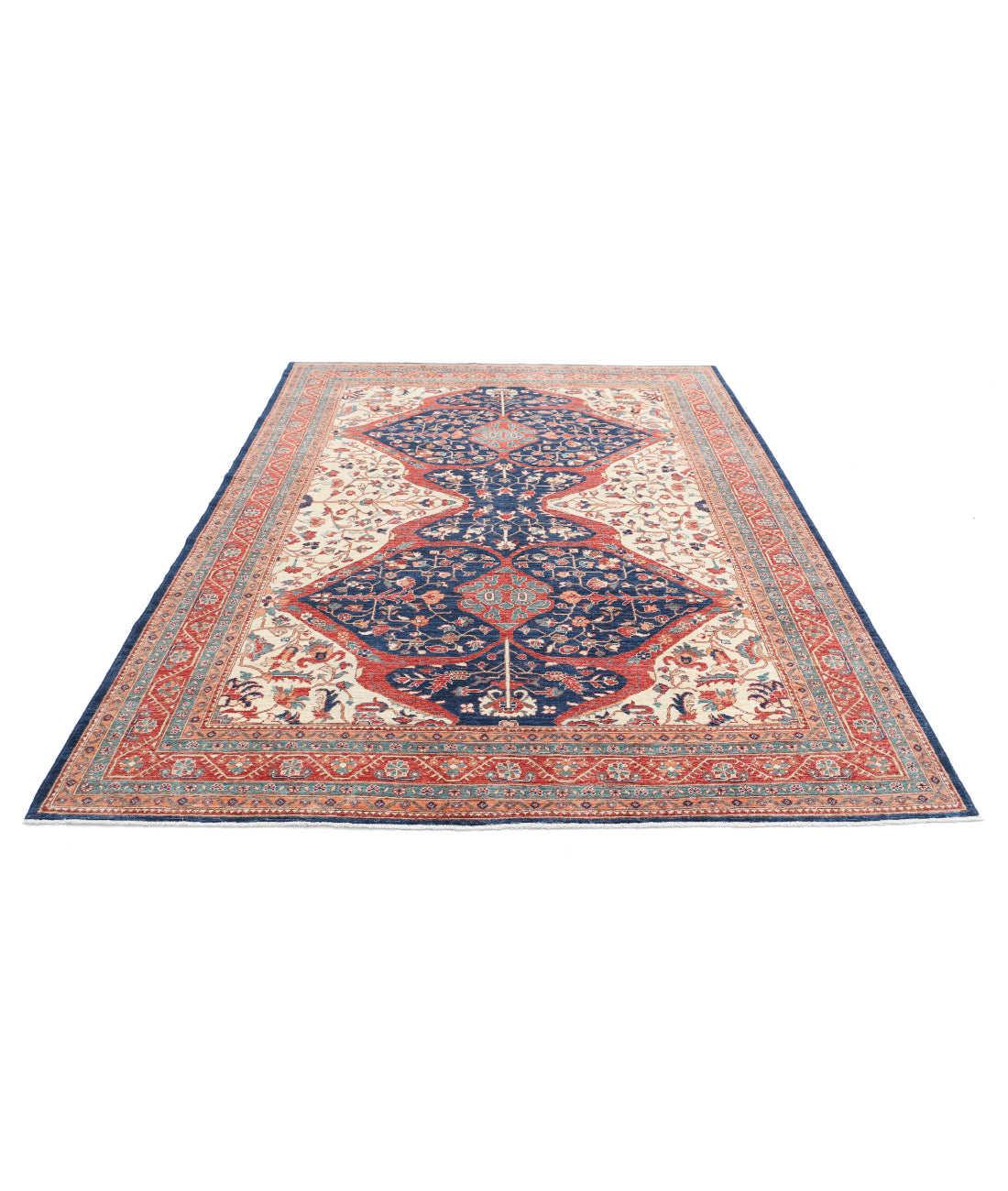 Heriz 6'10'' X 9'6'' Hand-Knotted Wool Rug 6'10'' x 9'6'' (205 X 285) / Ivory / Red