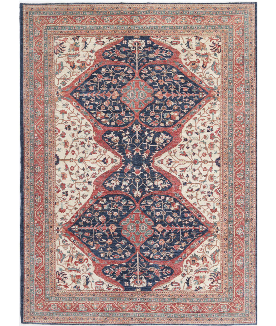 Heriz 6'10'' X 9'6'' Hand-Knotted Wool Rug 6'10'' x 9'6'' (205 X 285) / Ivory / Red