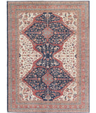 Heriz 6'10'' X 9'6'' Hand-Knotted Wool Rug 6'10'' x 9'6'' (205 X 285) / Ivory / Red