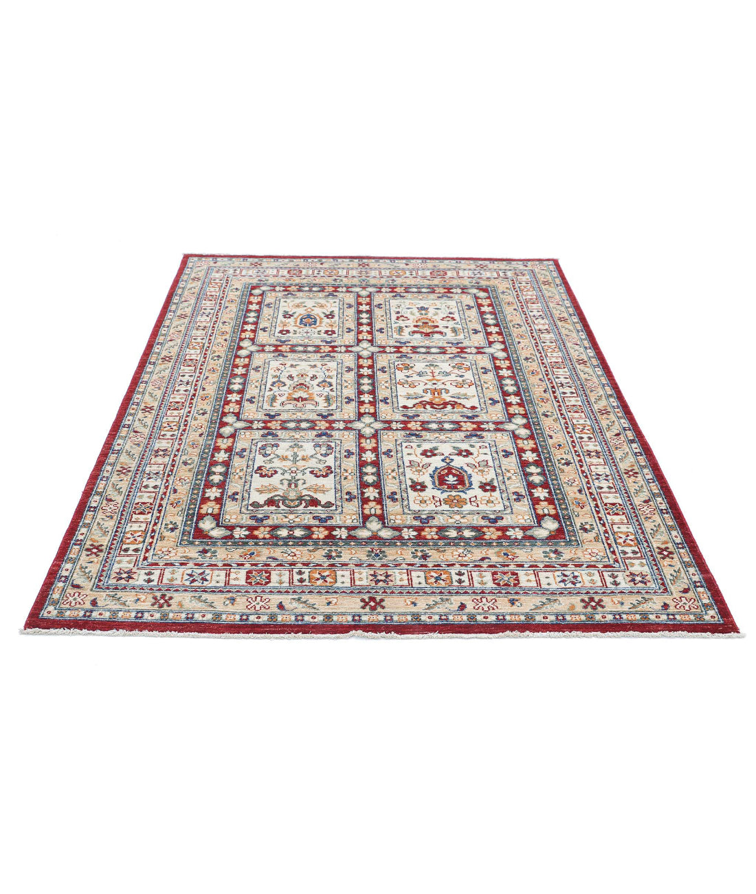 Bakhtiari 4'10'' X 6'5'' Hand-Knotted Wool Rug 4'10'' x 6'5'' (145 X 193) / Red / Ivory