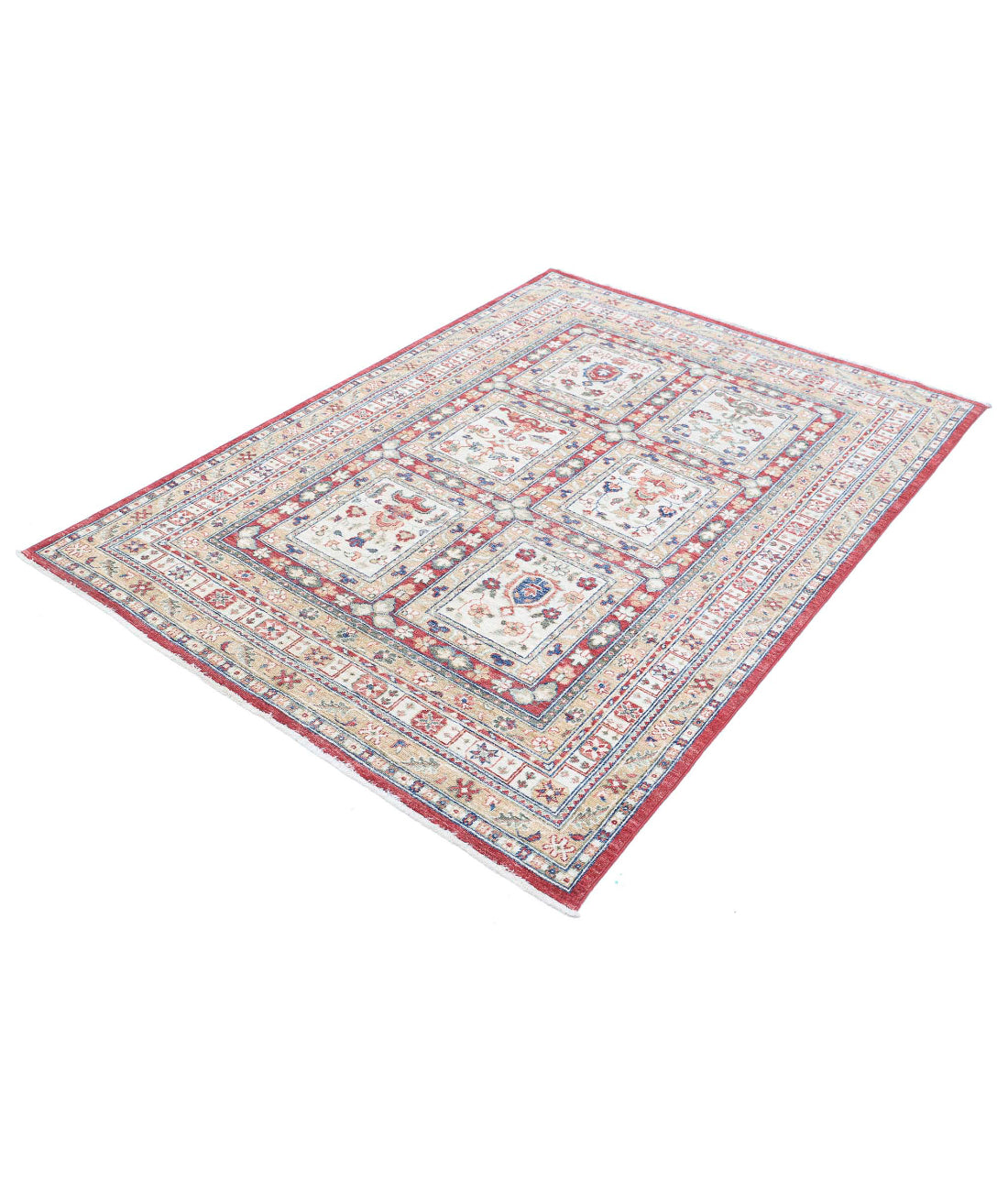 Bakhtiari 4'7'' X 6'5'' Hand-Knotted Wool Rug 4'7'' x 6'5'' (138 X 193) / Red / Ivory