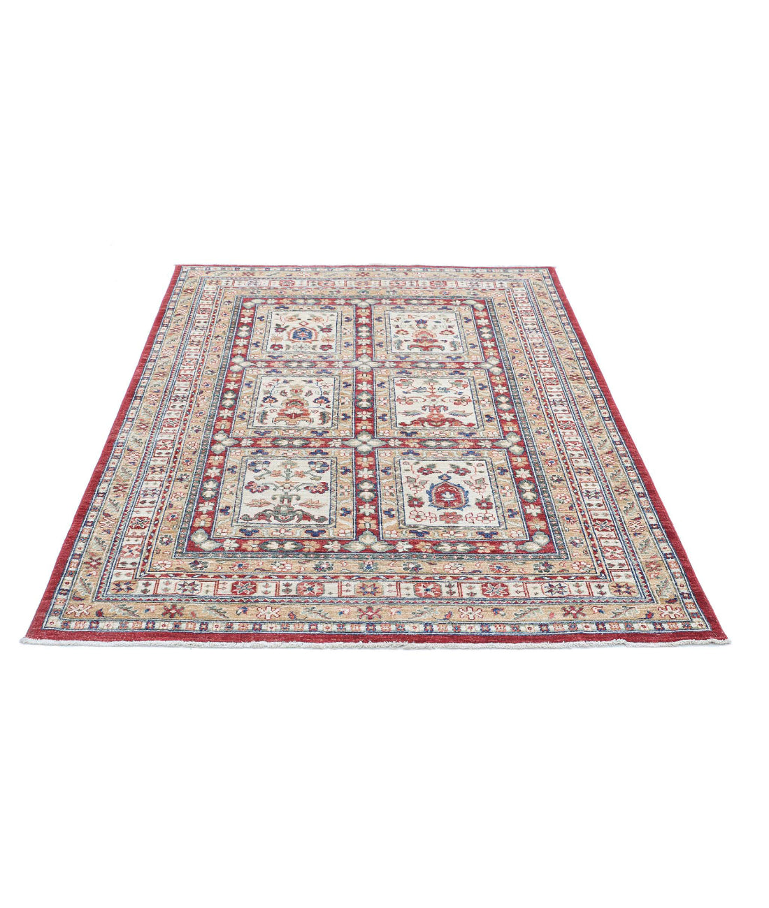 Bakhtiari 4'7'' X 6'5'' Hand-Knotted Wool Rug 4'7'' x 6'5'' (138 X 193) / Red / Ivory