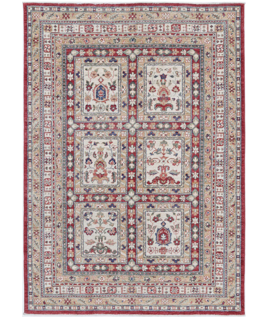 Bakhtiari 4'7'' X 6'5'' Hand-Knotted Wool Rug 4'7'' x 6'5'' (138 X 193) / Red / Ivory