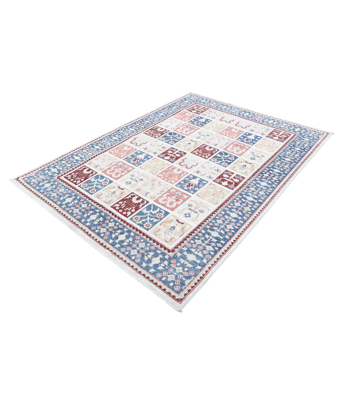 Bakhtiari 5'6'' X 7'7'' Hand-Knotted Wool Rug 5'6'' x 7'7'' (165 X 228) / Ivory / Blue