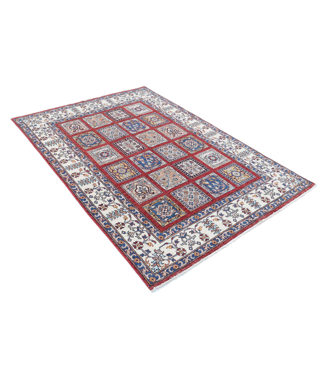 Bakhtiari 4'9'' X 6'8'' Hand-Knotted Wool Rug 4'9'' x 6'8'' (143 X 200) / Red / Ivory