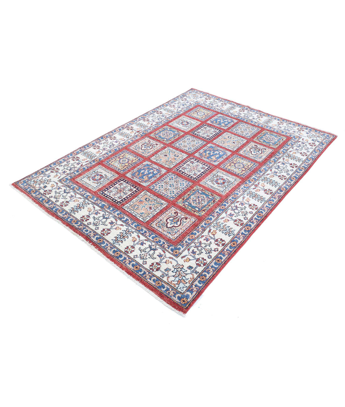 Bakhtiari 4'9'' X 6'8'' Hand-Knotted Wool Rug 4'9'' x 6'8'' (143 X 200) / Red / Ivory