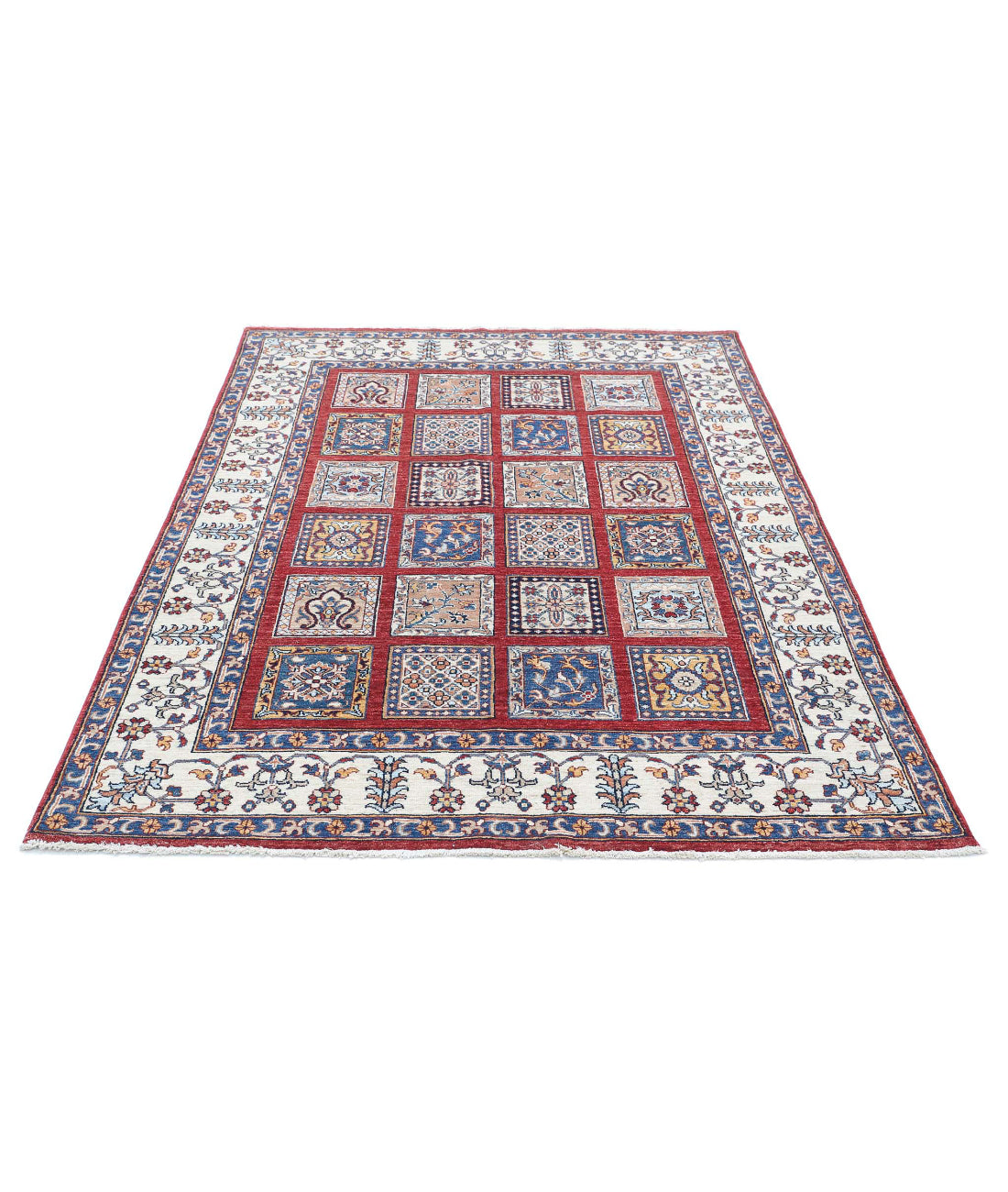 Bakhtiari 4'9'' X 6'8'' Hand-Knotted Wool Rug 4'9'' x 6'8'' (143 X 200) / Red / Ivory