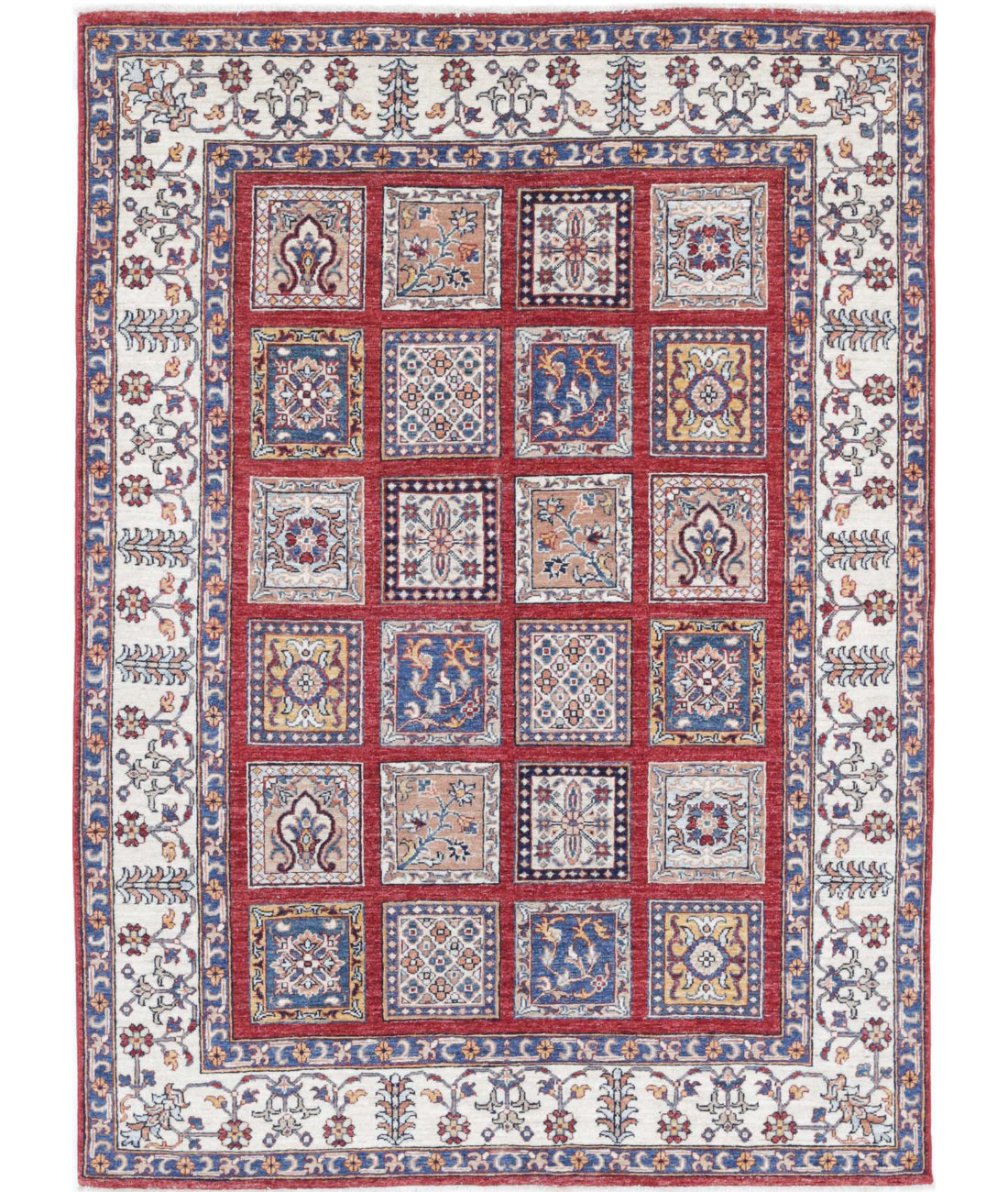 Bakhtiari 4'9'' X 6'8'' Hand-Knotted Wool Rug 4'9'' x 6'8'' (143 X 200) / Red / Ivory
