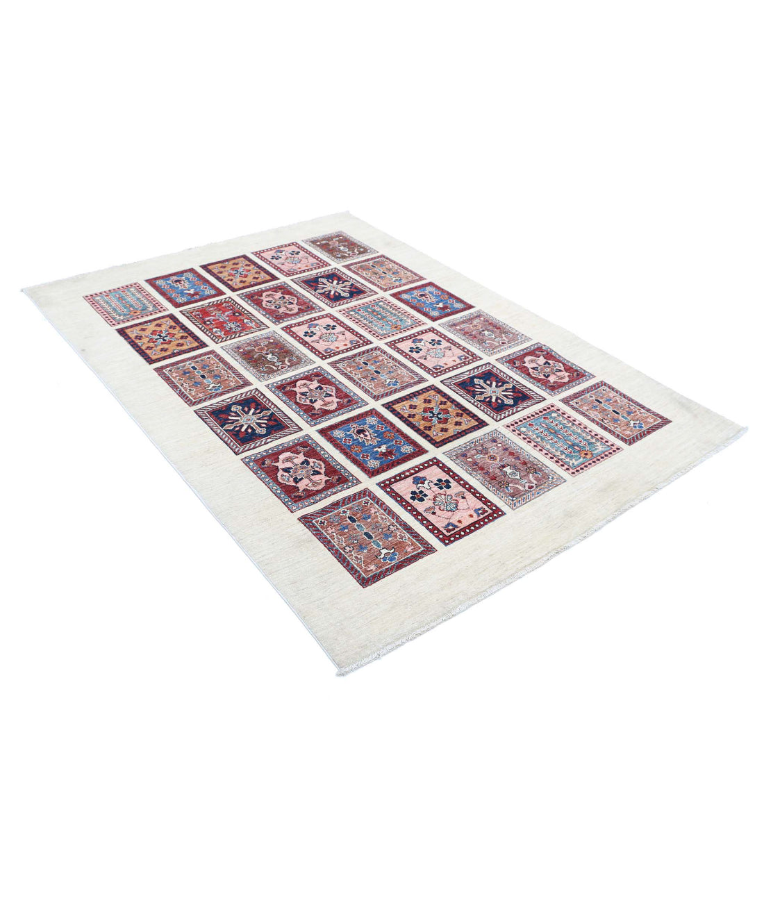 Bakhtiari 4'11'' X 6'10'' Hand-Knotted Wool Rug 4'11'' x 6'10'' (148 X 205) / Ivory / Blue