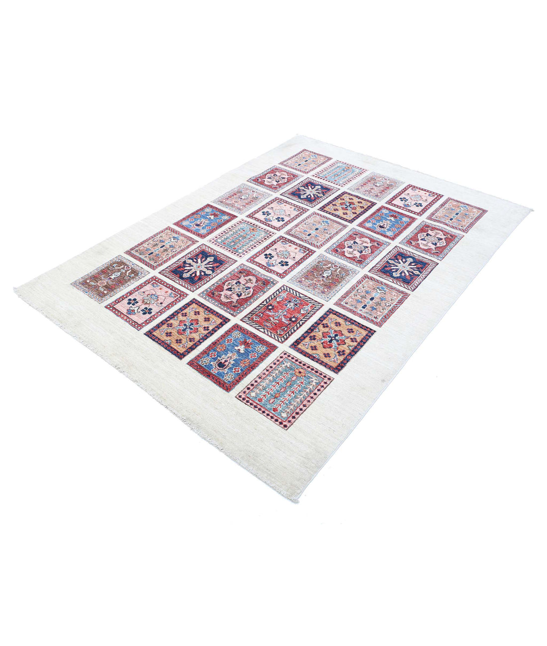 Bakhtiari 4'11'' X 6'10'' Hand-Knotted Wool Rug 4'11'' x 6'10'' (148 X 205) / Ivory / Blue