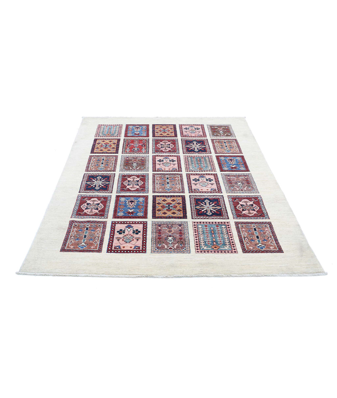 Bakhtiari 4'11'' X 6'10'' Hand-Knotted Wool Rug 4'11'' x 6'10'' (148 X 205) / Ivory / Blue