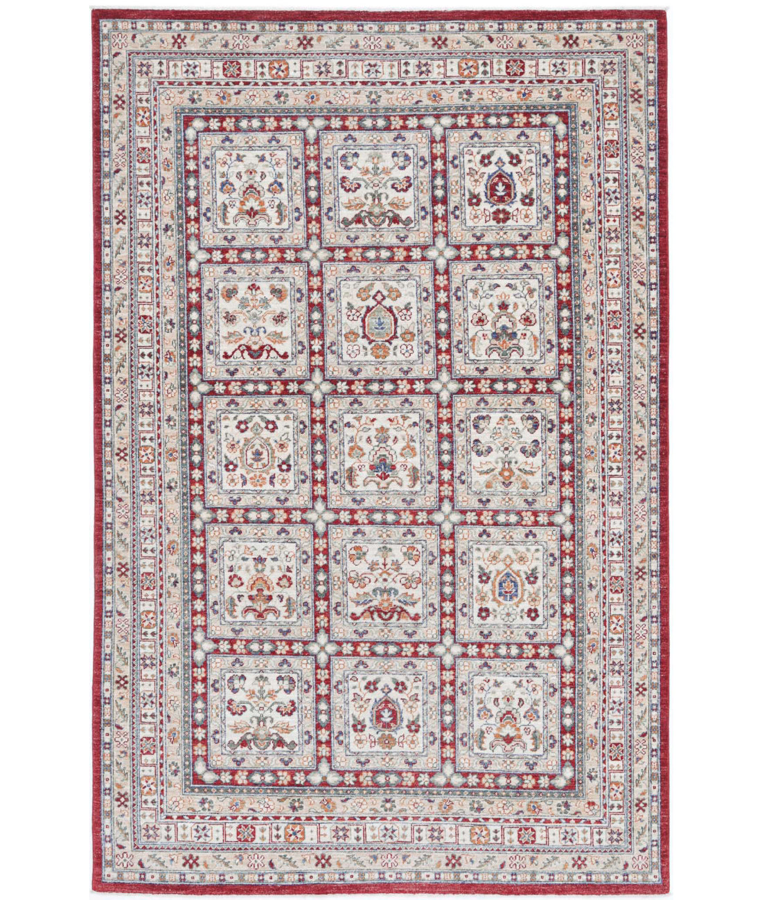 Bakhtiari 5'5'' X 8'6'' Hand-Knotted Wool Rug 5'5'' x 8'6'' (163 X 255) / Red / Ivory