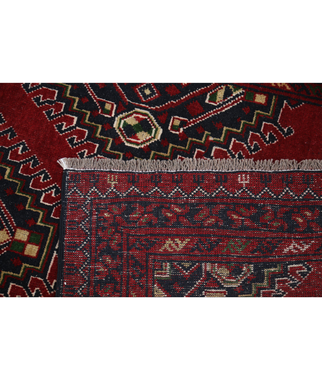 Afghan 3' 2" X 6' 5" Hand-Knotted Wool Rug 3' 2" X 6' 5" (97 X 196) / Red / Blue