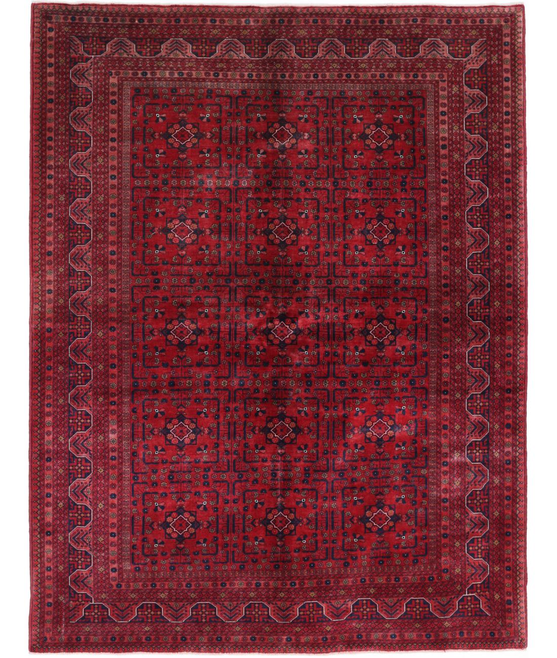 Afghan 5' 7" X 7' 6" Hand-Knotted Wool Rug 5' 7" X 7' 6" (170 X 229) / Red / Blue