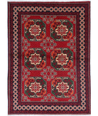 Afghan 3' 4" X 4' 8" Hand-Knotted Wool Rug 3' 4" X 4' 8" (102 X 142) / Red / Black