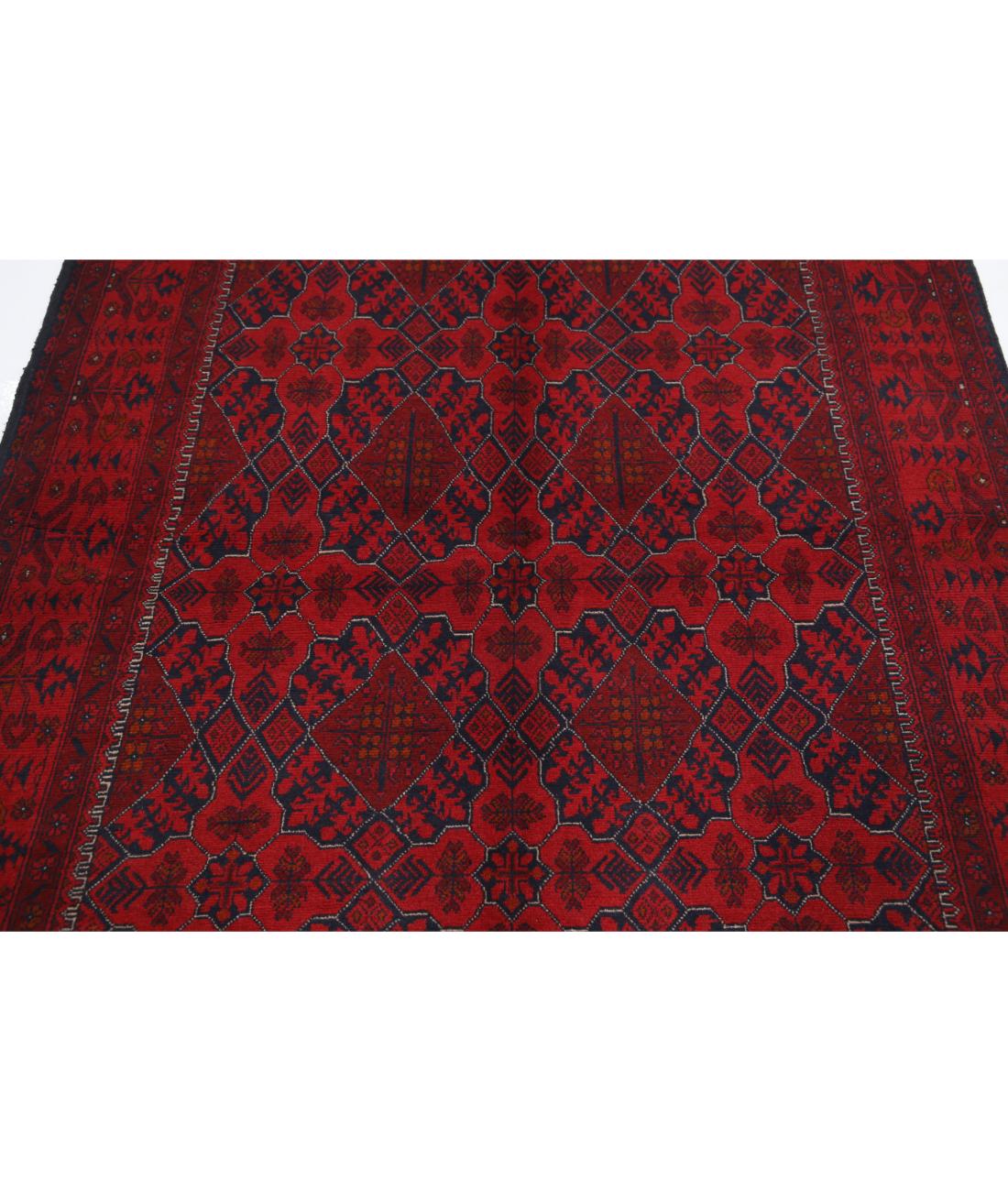 Afghan 4' 11" X 6' 6" Hand-Knotted Wool Rug 4' 11" X 6' 6" (150 X 198) / Red / Blue