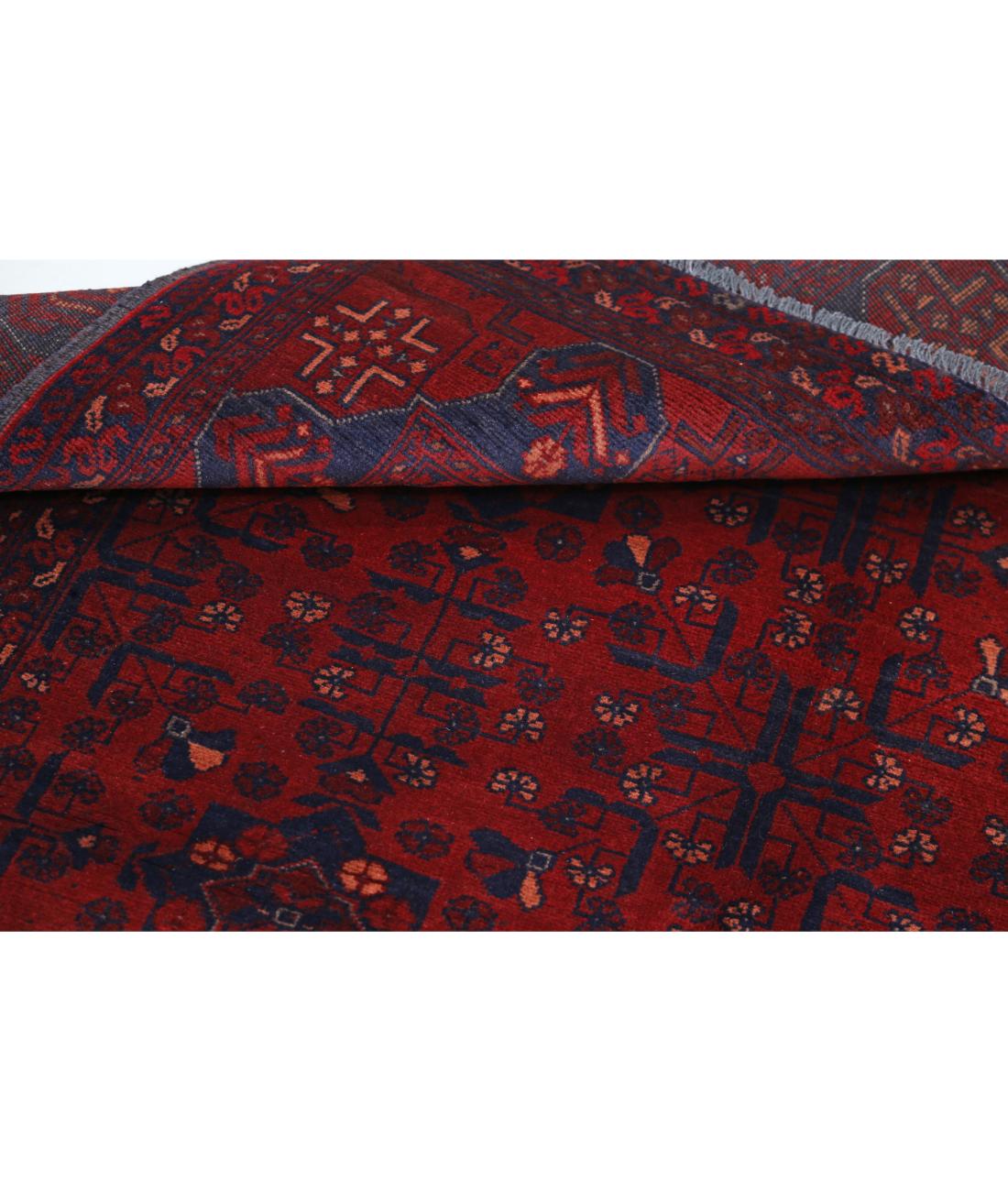 Afghan 4' 11" X 6' 4" Hand-Knotted Wool Rug 4' 11" X 6' 4" (150 X 193) / Red / Blue