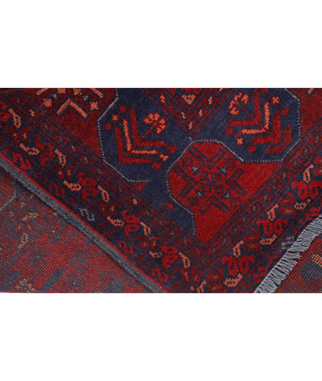 Afghan 4' 11" X 6' 4" Hand-Knotted Wool Rug 4' 11" X 6' 4" (150 X 193) / Red / Blue
