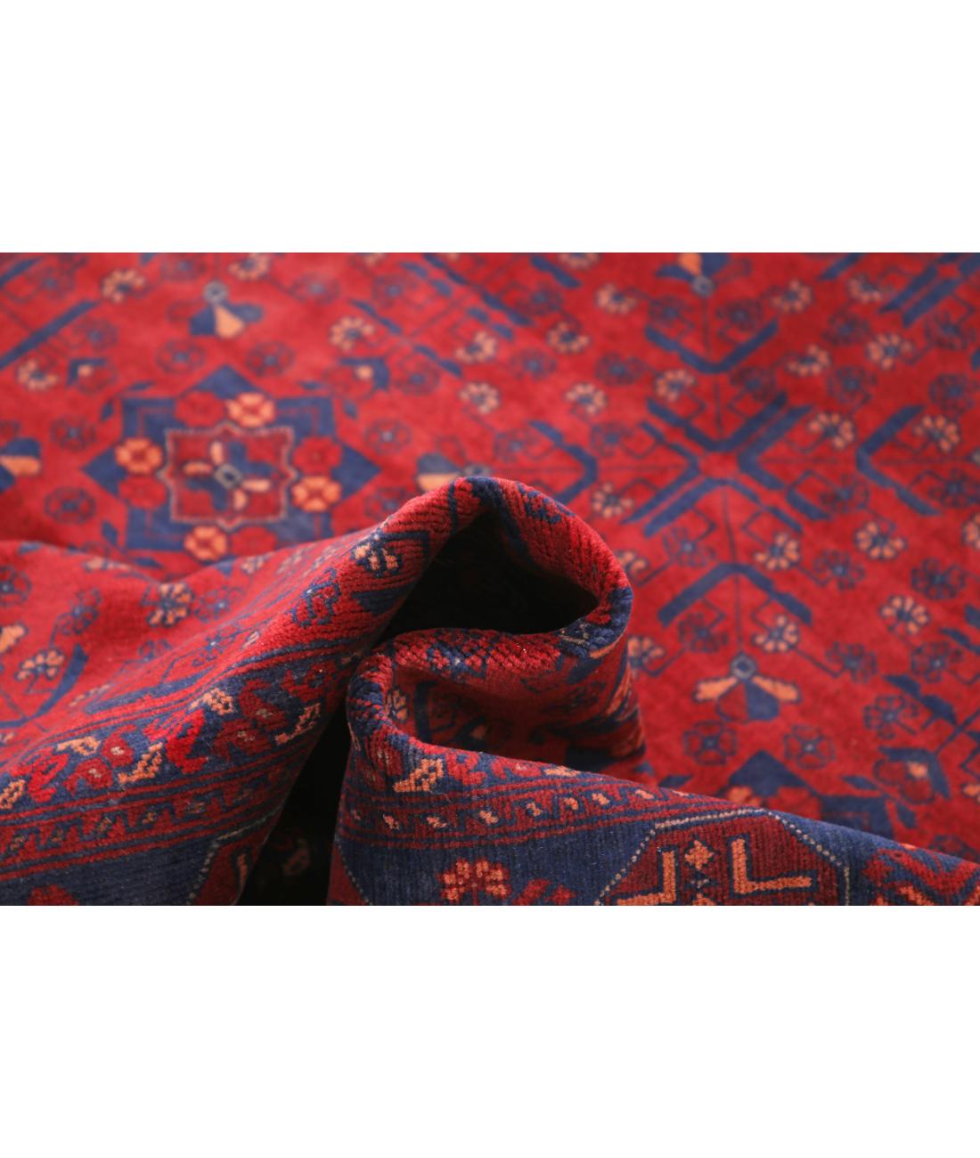 Afghan 4' 11" X 6' 4" Hand-Knotted Wool Rug 4' 11" X 6' 4" (150 X 193) / Red / Blue