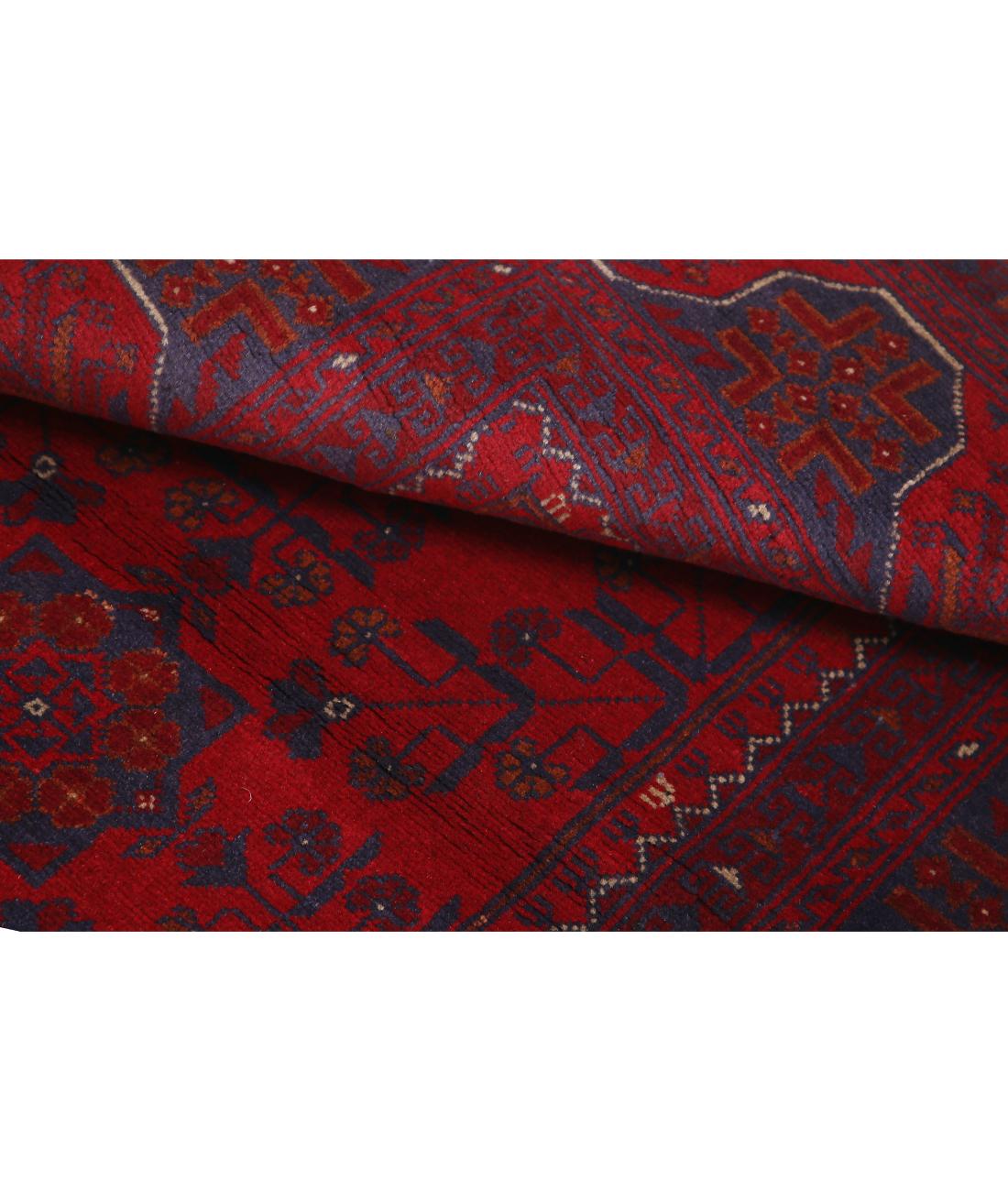 Afghan 3' 6" X 4' 10" Hand-Knotted Wool Rug 3' 6" X 4' 10" (107 X 147) / Red / Blue