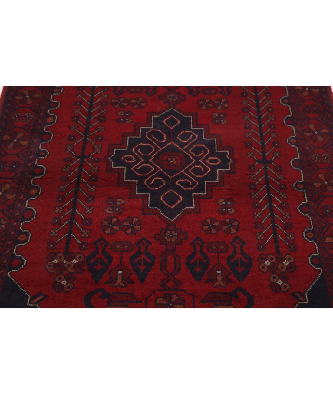 Afghan 3' 3" X 5' 0" Hand-Knotted Wool Rug 3' 3" X 5' 0" (99 X 152) / Red / Blue