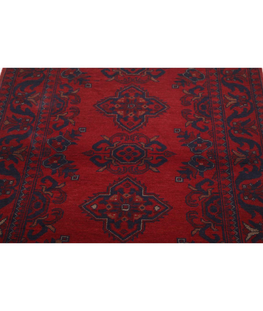 Afghan 3' 3" X 4' 6" Hand-Knotted Wool Rug 3' 3" X 4' 6" (99 X 137) / Red / Blue