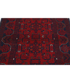 Afghan 3' 4" X 4' 11" Hand-Knotted Wool Rug 3' 4" X 4' 11" (102 X 150) / Red / Blue