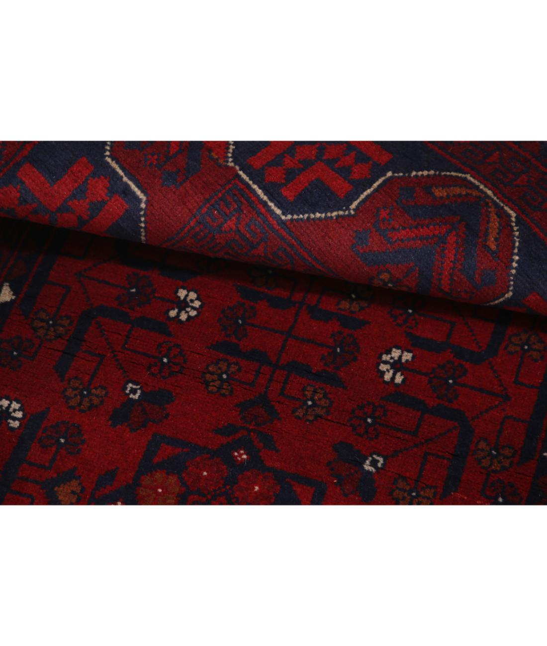 Afghan 3' 4" X 4' 11" Hand-Knotted Wool Rug 3' 4" X 4' 11" (102 X 150) / Red / Blue