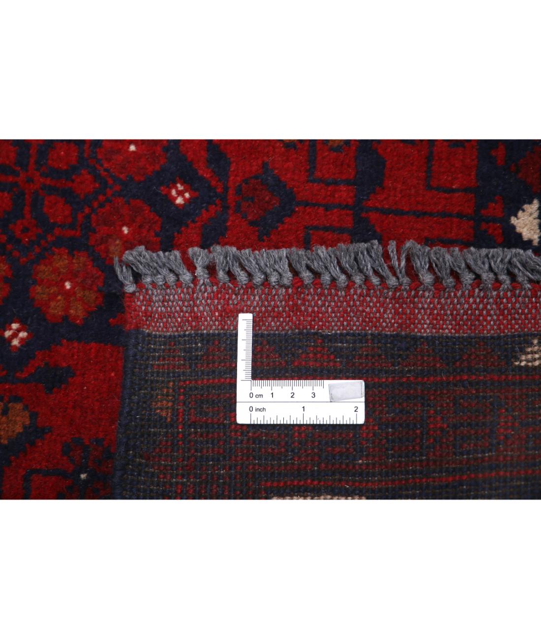 Afghan 3' 4" X 4' 11" Hand-Knotted Wool Rug 3' 4" X 4' 11" (102 X 150) / Red / Blue