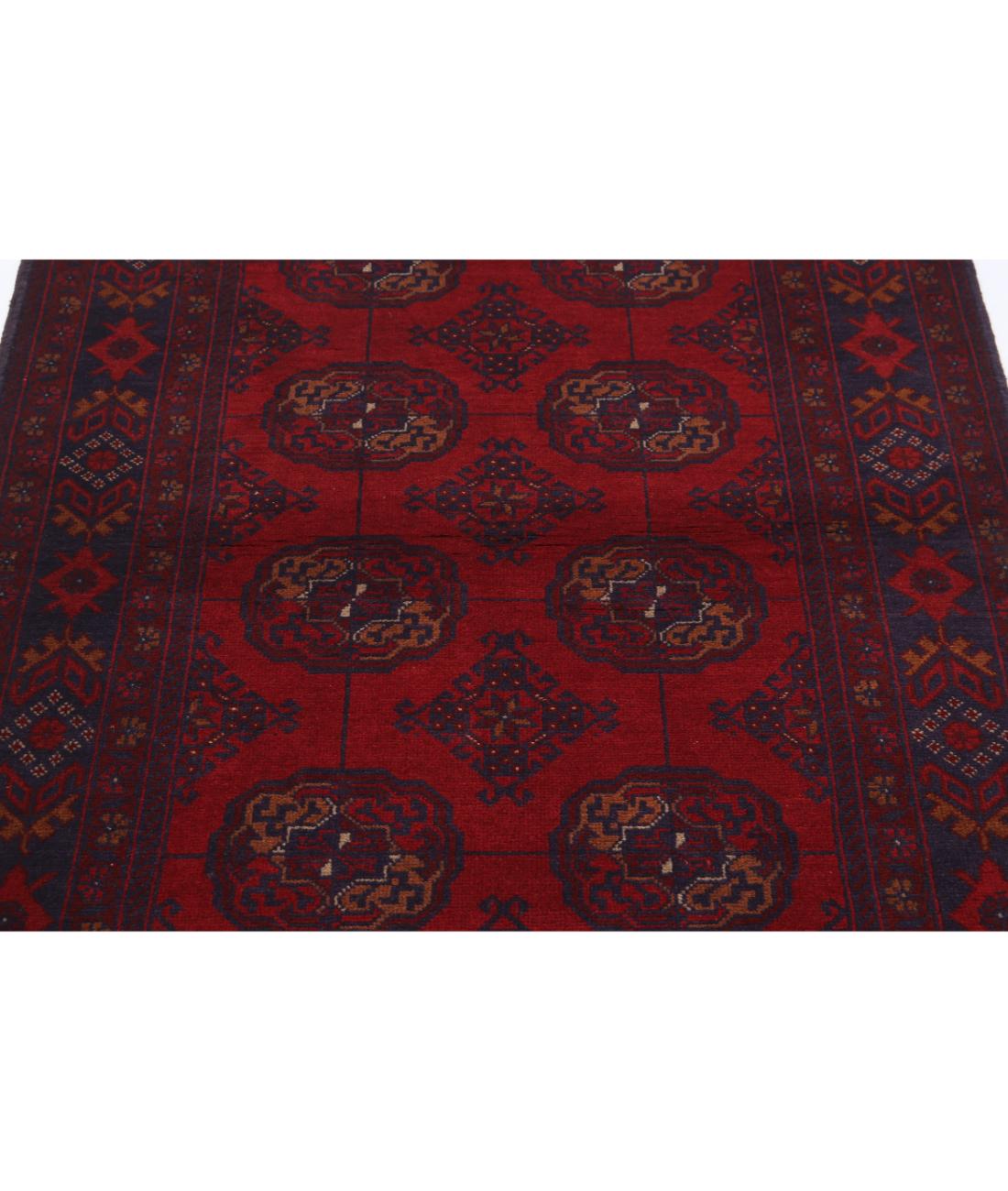 Afghan 3' 6" X 5' 0" Hand-Knotted Wool Rug 3' 6" X 5' 0" (107 X 152) / Red / Blue