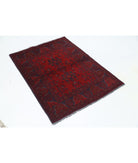 Afghan 3' 4" X 4' 9" Hand-Knotted Wool Rug 3' 4" X 4' 9" (102 X 145) / Red / Blue