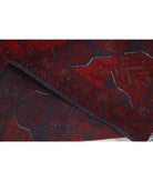 Afghan 3' 4" X 4' 9" Hand-Knotted Wool Rug 3' 4" X 4' 9" (102 X 145) / Red / Blue