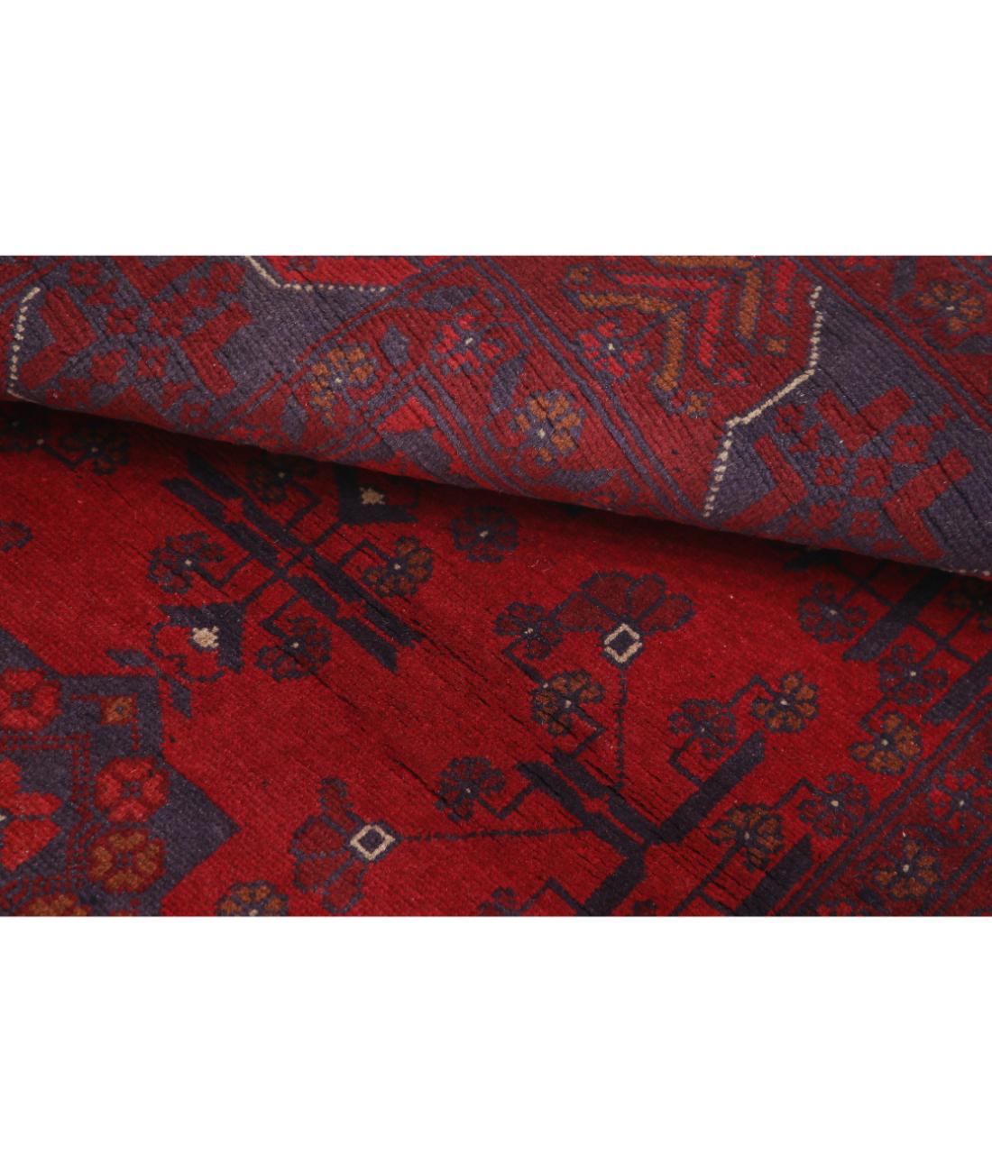 Afghan 3' 4" X 4' 9" Hand-Knotted Wool Rug 3' 4" X 4' 9" (102 X 145) / Red / Blue