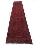 Afghan 2' 6" X 15' 11" Hand-Knotted Wool Rug 2' 6" X 15' 11" (76 X 485) / Red / Black