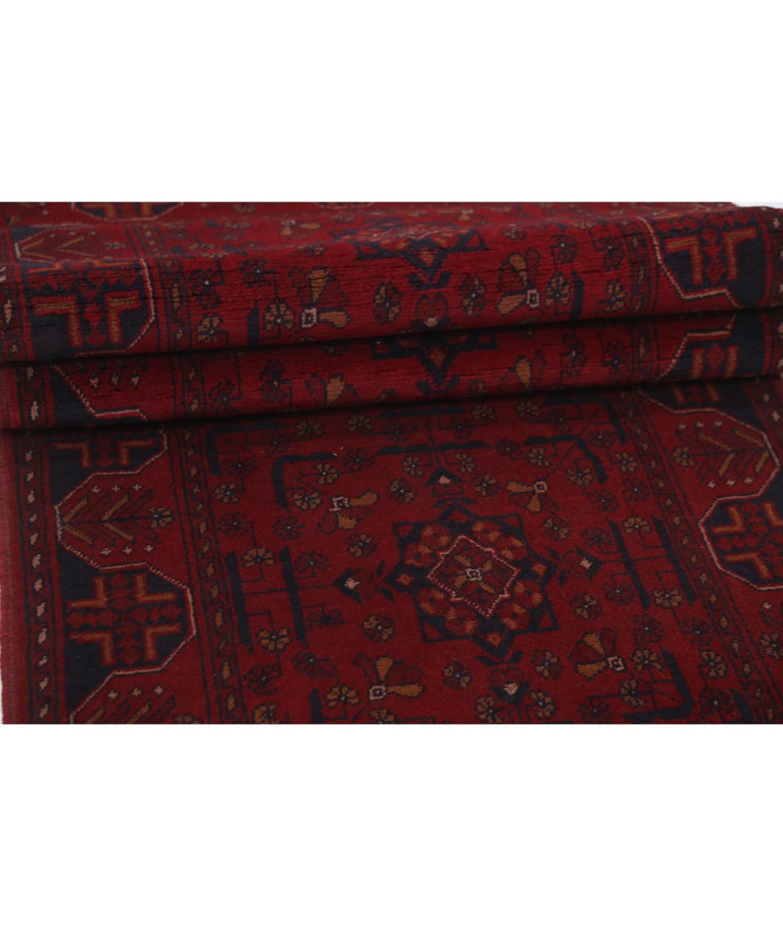 Afghan 2' 6" X 15' 11" Hand-Knotted Wool Rug 2' 6" X 15' 11" (76 X 485) / Red / Black