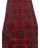 Afghan 2' 7" X 15' 11" Hand-Knotted Wool Rug 2' 7" X 15' 11" (79 X 485) / Red / Black