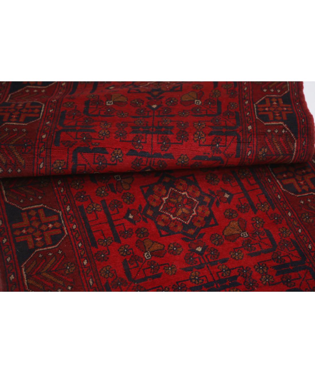 Afghan 2' 7" X 15' 11" Hand-Knotted Wool Rug 2' 7" X 15' 11" (79 X 485) / Red / Black