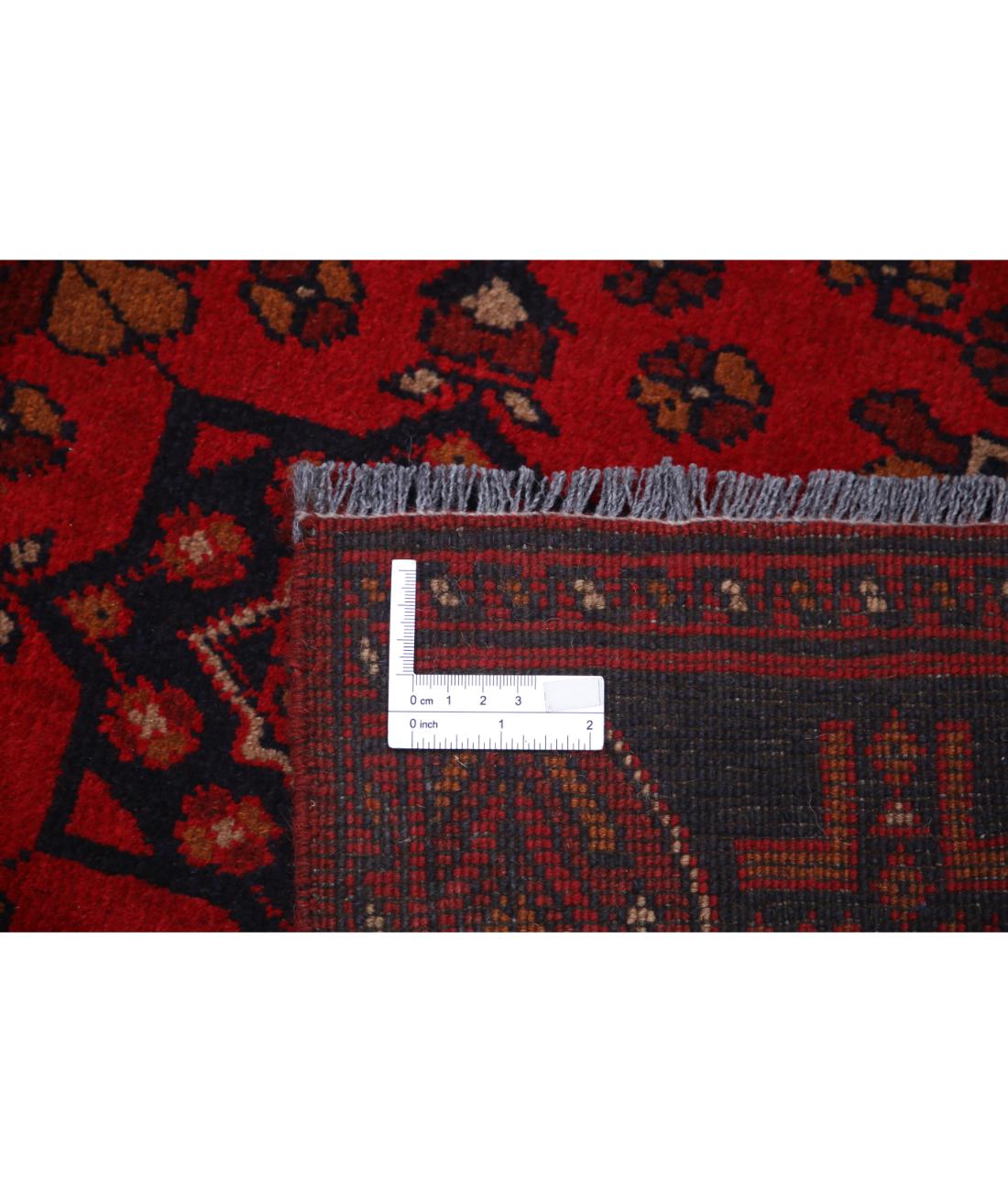 Afghan 2' 7" X 15' 11" Hand-Knotted Wool Rug 2' 7" X 15' 11" (79 X 485) / Red / Black