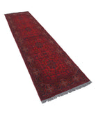 Afghan 2' 8" X 9' 7" Hand-Knotted Wool Rug 2' 8" X 9' 7" (81 X 292) / Red / Blue