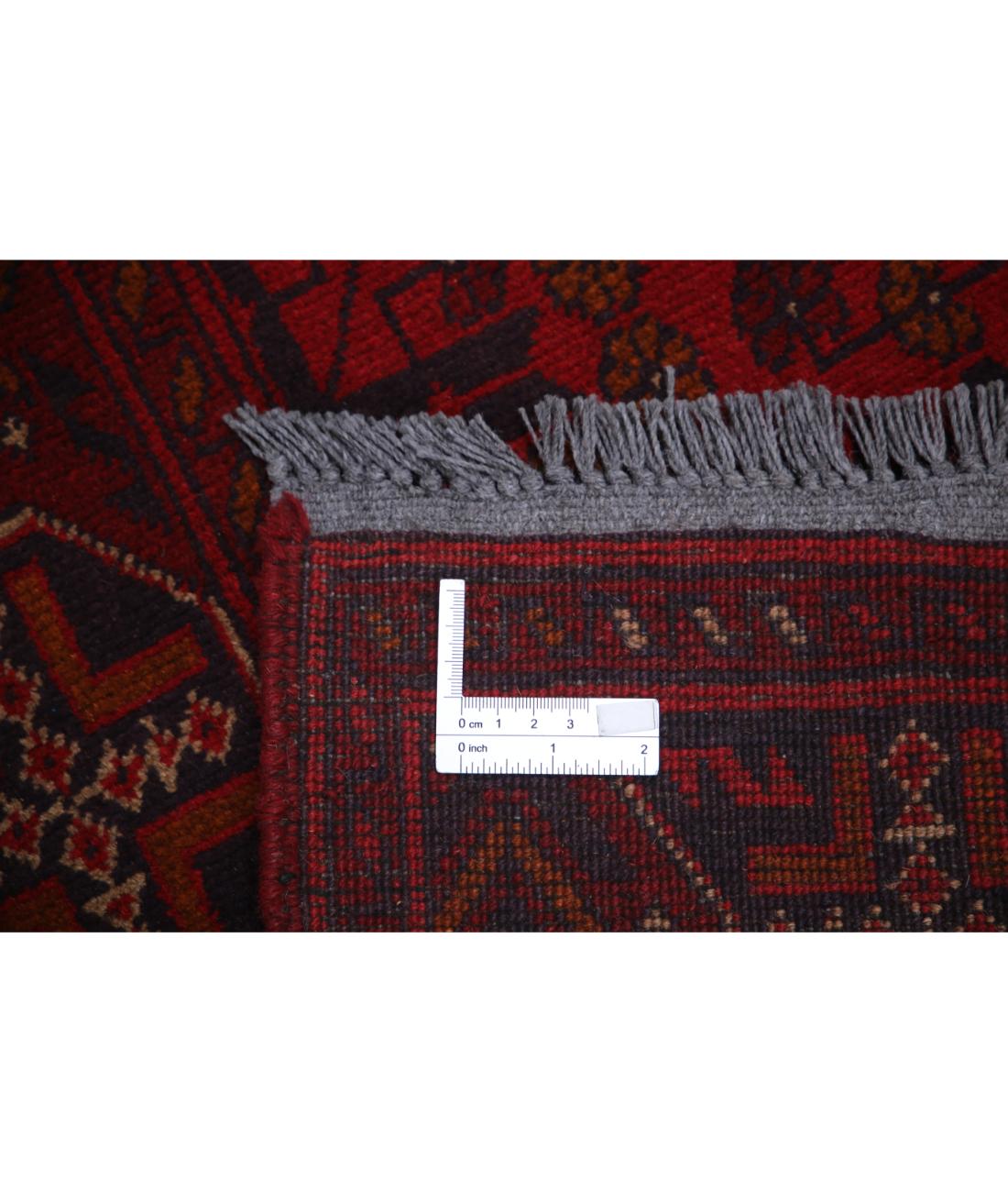 Afghan 2' 8" X 9' 7" Hand-Knotted Wool Rug 2' 8" X 9' 7" (81 X 292) / Red / Blue