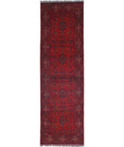 Afghan 2' 8" X 9' 7" Hand-Knotted Wool Rug 2' 8" X 9' 7" (81 X 292) / Red / Blue