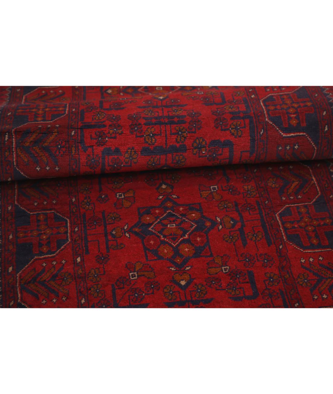 Afghan 2' 7" X 9' 7" Hand-Knotted Wool Rug 2' 7" X 9' 7" (79 X 292) / Red / Blue