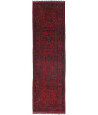 Afghan 2' 7" X 9' 7" Hand-Knotted Wool Rug 2' 7" X 9' 7" (79 X 292) / Red / Blue