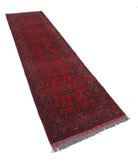 Afghan 2' 7" X 9' 3" Hand-Knotted Wool Rug 2' 7" X 9' 3" (79 X 282) / Red / Blue