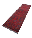 Afghan 2' 7" X 9' 3" Hand-Knotted Wool Rug 2' 7" X 9' 3" (79 X 282) / Red / Blue
