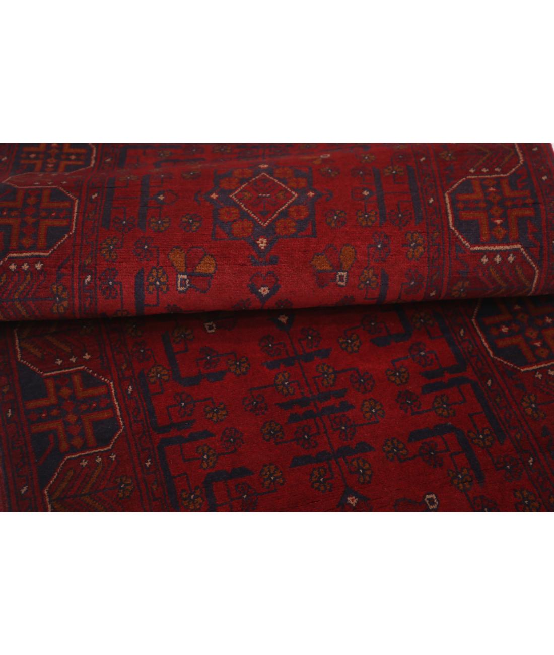 Afghan 2' 7" X 9' 3" Hand-Knotted Wool Rug 2' 7" X 9' 3" (79 X 282) / Red / Blue