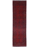 Afghan 2' 7" X 9' 3" Hand-Knotted Wool Rug 2' 7" X 9' 3" (79 X 282) / Red / Blue
