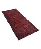 Afghan 2' 10" X 6' 7" Hand-Knotted Wool Rug 2' 10" X 6' 7" (86 X 201) / Red / Blue