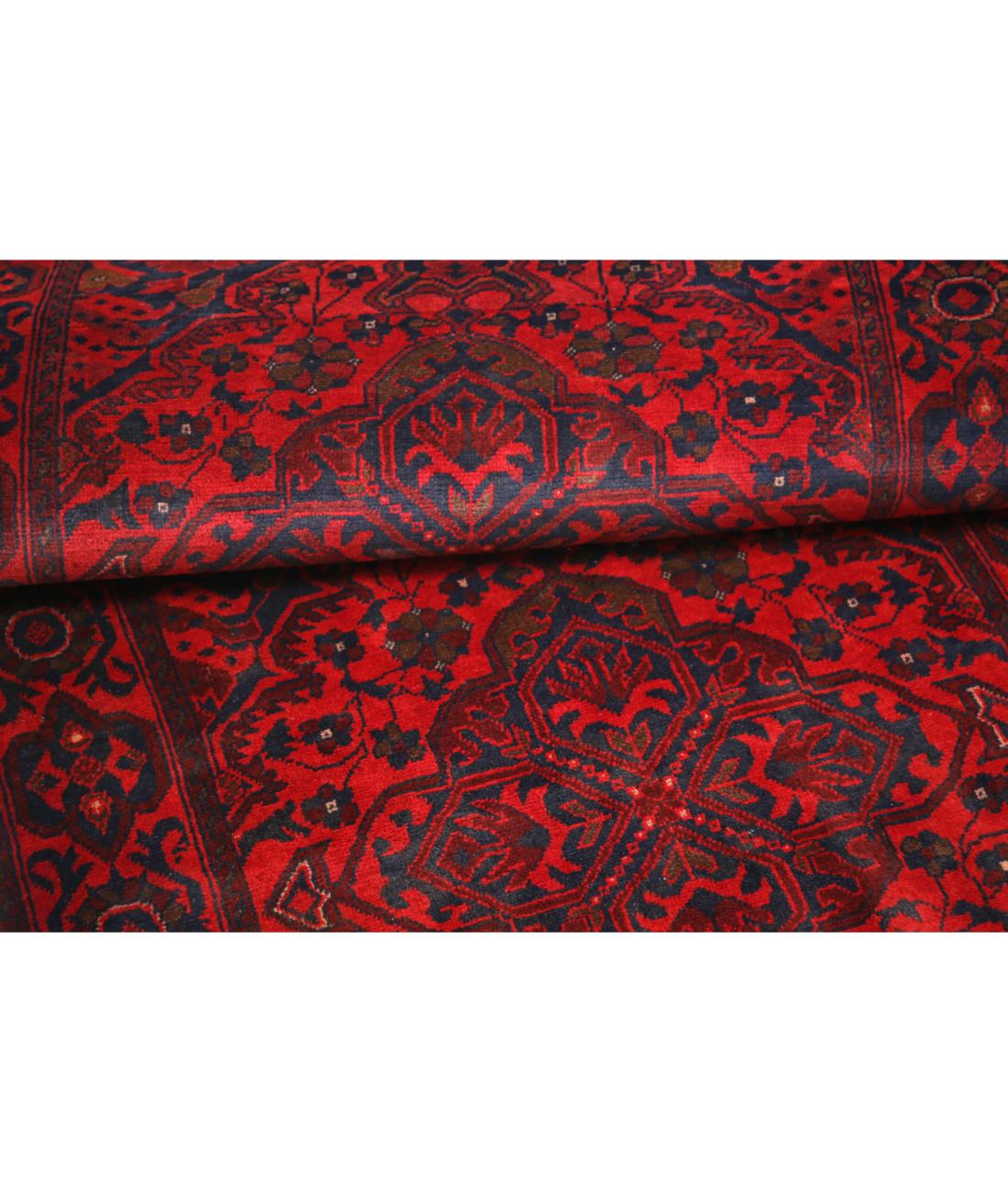 Afghan 2' 10" X 6' 7" Hand-Knotted Wool Rug 2' 10" X 6' 7" (86 X 201) / Red / Blue