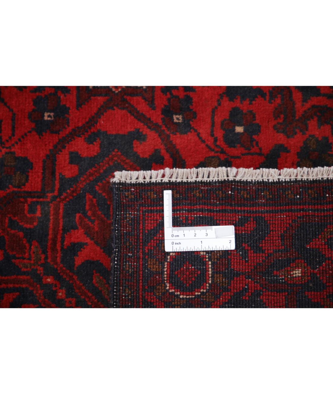 Afghan 2' 10" X 6' 7" Hand-Knotted Wool Rug 2' 10" X 6' 7" (86 X 201) / Red / Blue
